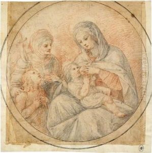 Vierge Allaitant Avec Sainte by Carlo Francesco Nuvolone