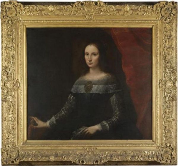 Portrait Of A Lady, Three-quarter Length, Wearing A Large Brooch - view 1
