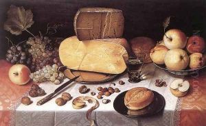Still-Life with Fruit, Nuts and Cheese 1613 by Floris Claesz Van Dijck