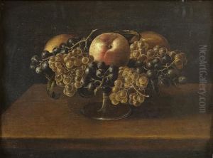 Nature Morte Aux Raisins Et Aux Peches Dans Une Coupe De Verre by Carlo Francesco Nuvolone