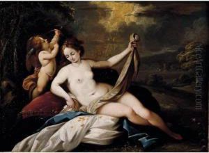 Venere Con Amorino In Un Paesaggio by Giuseppe Nuvolone