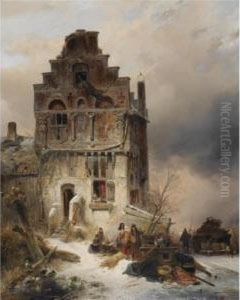 Moving On A Wintry Day by Wijnandus Johannes Josephus Nuijen