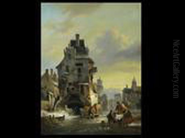 Hollandische Stadt Im Winter - view 1