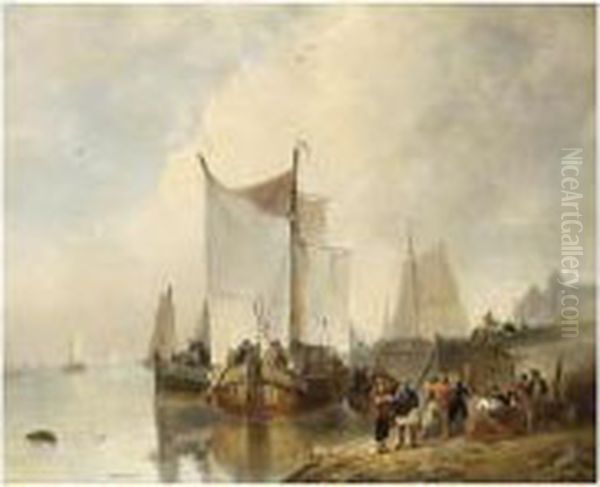 Moored Sailing Vessels Near A Harbour - view 1