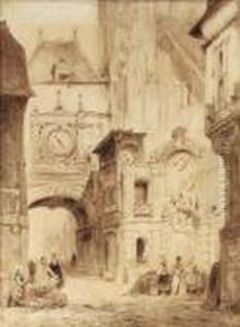 Rue Du Gros Horloge, Rouen by Wijnandus Johannes Josephus Nuijen
