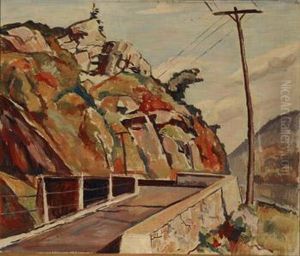 Mountain Bridge And Telephone Pole by Edgar Hewitt Nye