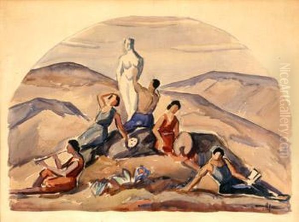 Sculptor With Muses - view 1