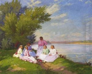 Chat By The River by sandor Nyilasy