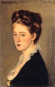 Portrait of Madame Faure, the artist's sister in law, bust length by Carolus Duran Charles Emile
