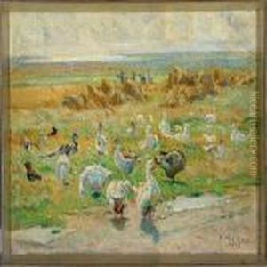 Grazing Geese by Borge C. Nyrop