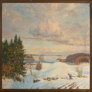 Winter Scenery With Figure