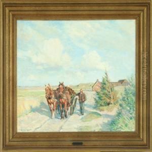 Man With Horsedrawn Cart by Borge C. Nyrop