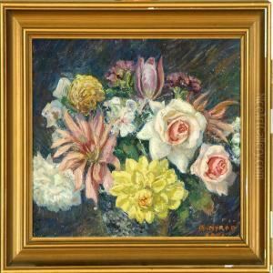 Flower Bouquet Plus Autumn Scenery by Borge C. Nyrop