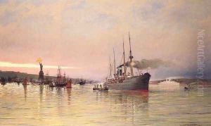 A View Of New York Harbor by Cornelis Christiaan Dommelshuizen