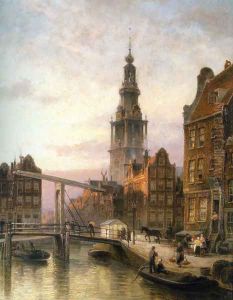 The Zuider Kerk at Dusk, Amsterdam by Cornelis Christiaan Dommelshuizen