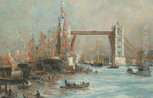 A Review On The Thames At Tower Bridge by John O'Connor