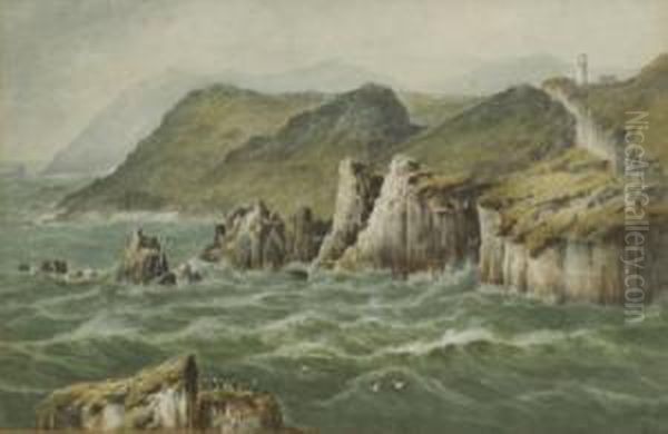 Coastal Scene With Distant Boat - view 1