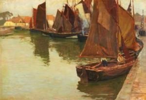 The Harbour Of Nieuport by Karl O'Lynch Van Town