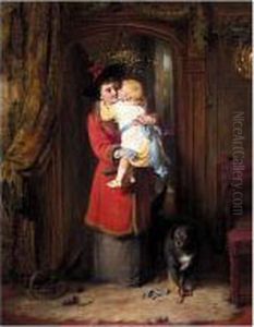 A Christmas Kiss by George Bernard O'Neill