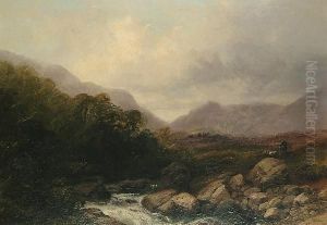 River Landscape With A Figure And A Dog On The Bank River Landscape With A Figure And A Dog On The Bank