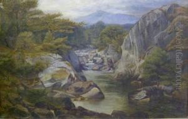 Anglers On A Welsh River - view 1