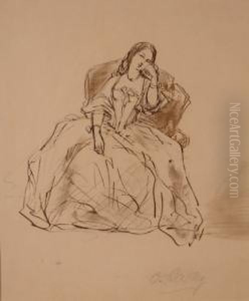 Scene Of A Seated Regency Lady - view 1