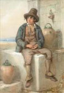 A Young Boyfilling A Jug by Octavius Oakley