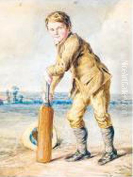 A Boy Playing Cricket - view 1