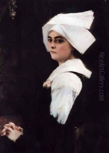 Portrait of a Brittany Girl by Pascal-Adolphe-Jean Dagnan-Bouveret