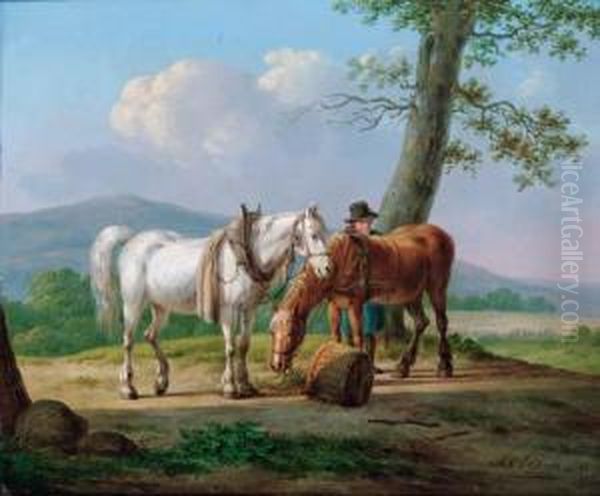 A Farmhand With His Horses - view 1