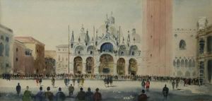 St. Marks Square, Venice 1939 by George Oberteuffer