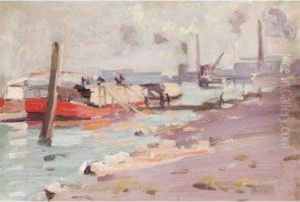 Barge On The Seine by George Oberteuffer