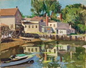 Houses At Boothbay Harbor by George Oberteuffer