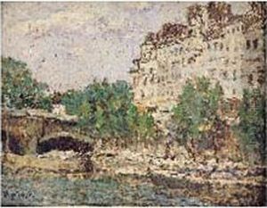 Huile Sur Panneau Signe En Bas A Gauche