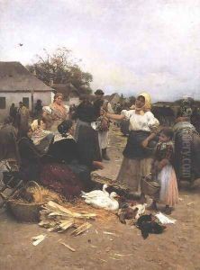 Baromfi vasar, 1885 by Lajos Deak-Ebner