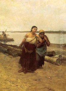 Boat Warpers 1878 by Lajos Deak-Ebner