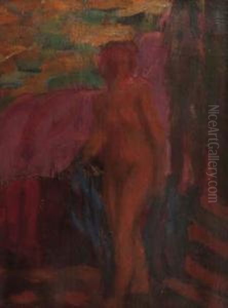 Female Nude With Blue Drapery - Study - view 1