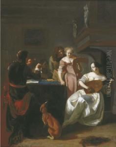 A Musical Party In An Interior by Jacob Ochtervelt