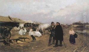 Vasari jelenet, 1880 by Lajos Deak-Ebner