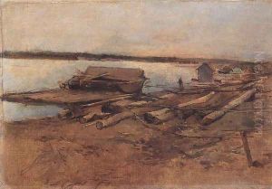 Folyoparti taj, 1877 by Lajos Deak-Ebner
