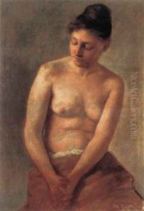Sitting Nude by Lajos Deak-Ebner