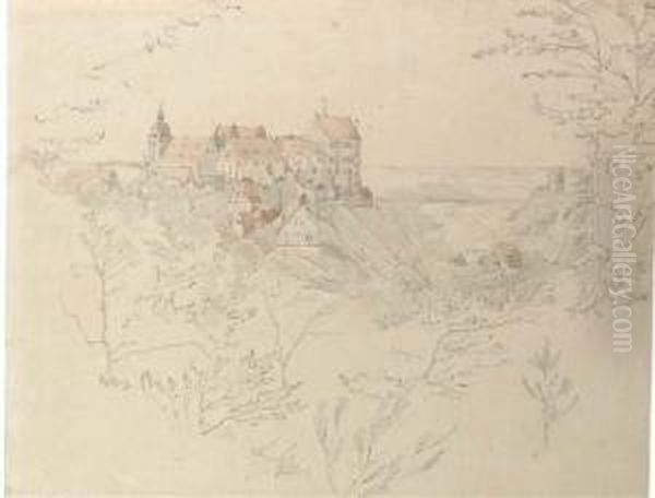 Schloss Colditz, Saxony, Seen Through Trees - view 1