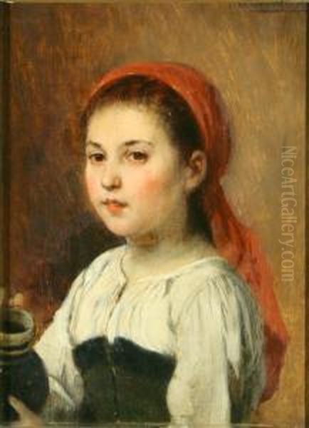 Young Girl With A Red Scarf - view 1