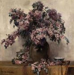 A Still Life With Pink Flowers by Frans David Oerder