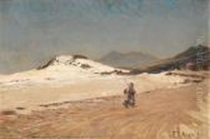 A Fisherman With His Catch Walking By Sand Dunes, Western Cape by Frans David Oerder