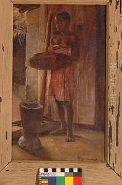 A Tsonga Girl Holding A Winnowing Basket - view 1