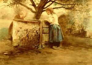 Plezier Bij De Waterput. Gesigneerd Plezier Bij De Waterput. Gesigneerd