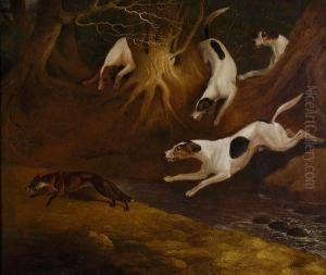 Fox Hounds In A Chase