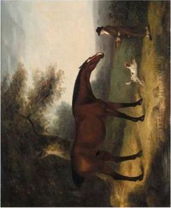 A Groom Feeding A Horse In A Landscape