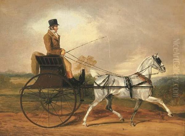A Gentleman Riding A Horse And Gig - view 1